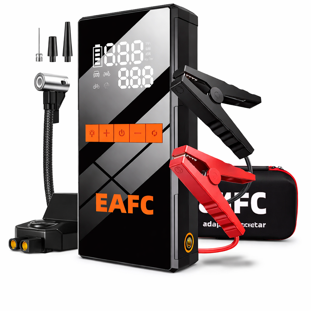 Zestaw ratunkowy do auta: odpala silnik, pompuje opony, ładuje telefon i świeci w nocy.”